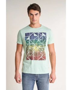 Camiseta con Figuras Geométricas Azul