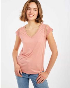 Camiseta con Ribete Rosa